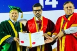 Ram Charan Doctorate pictures, Ram Charan Doctorate breaking, ram charan felicitated with doctorate in chennai, Ntr